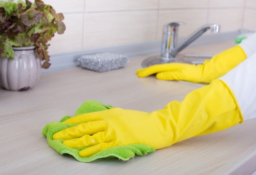 Kitchen and bathroom reset during Airbnb cleaning in SW16
